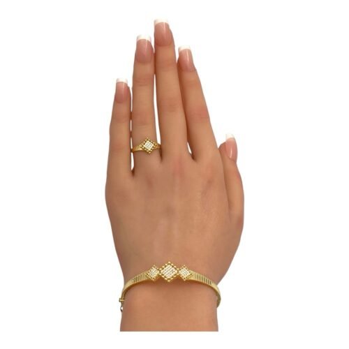 إسوارة وخاتم ذهب عيار 18 الوزن 7.74 جرام