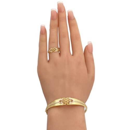 إسوارة وخاتم ذهب عيار 18 الوزن 8.51 جرام