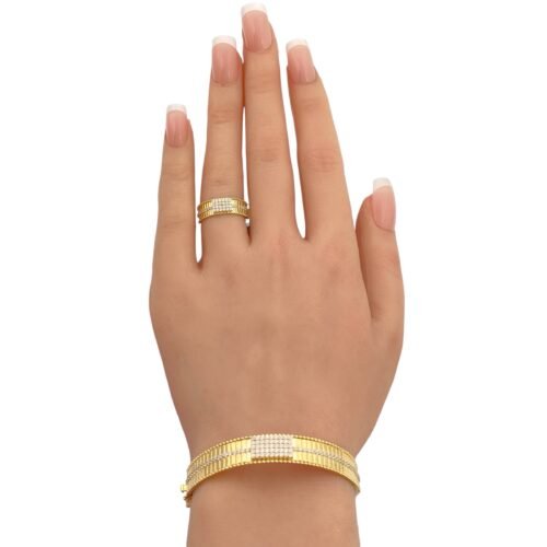 إسوارة وخاتم ذهب عيار 18 الوزن 10.83 جرام