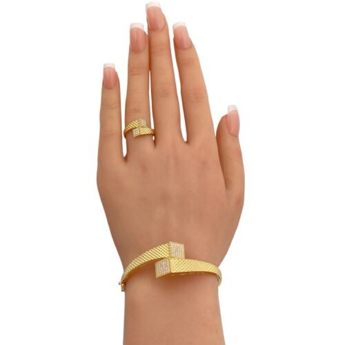 إسوارة وخاتم ذهب عيار 18 الوزن 12.84 جرام