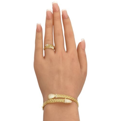 إسوارة وخاتم ذهب عيار 18 الوزن 8.64 جرام