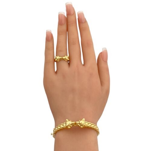 إسوارة وخاتم ذهب عيار 18 الوزن 13.62 جرام