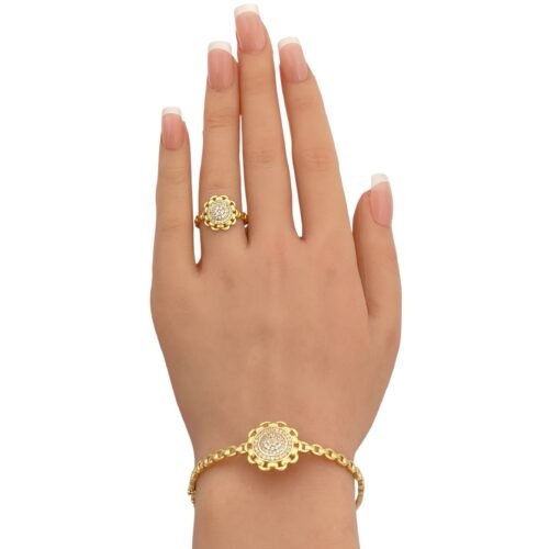 إسوارة وخاتم ذهب عيار 18 الوزن 8.01 جرام