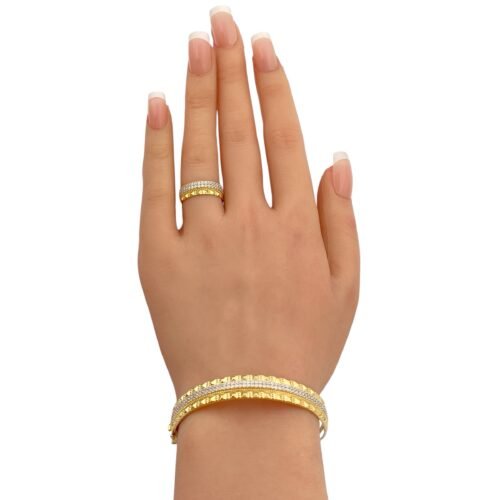 إسوارة وخاتم ذهب عيار 18 الوزن 10.84 جرام