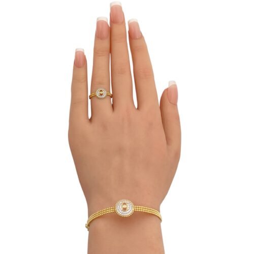 إسوارة وخاتم ذهب عيار 18 الوزن 7.41 جرام