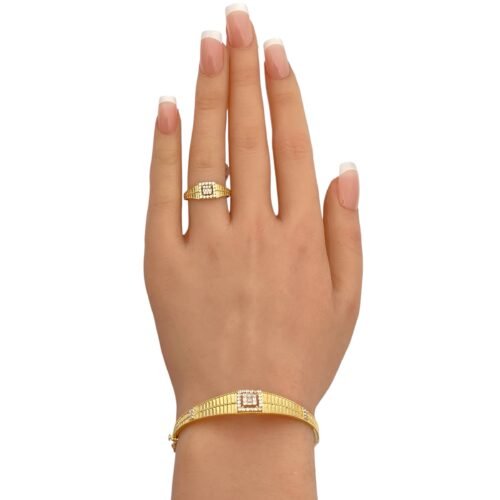 إسوارة وخاتم ذهب عيار 18 الوزن 7.63 جرام