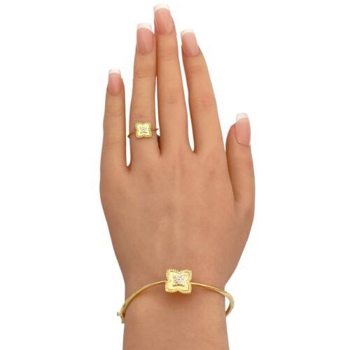 إسوارة وخاتم ذهب عيار 18 الوزن 7.82 جرام