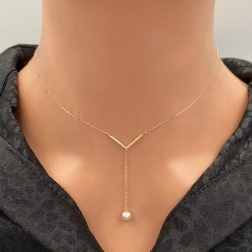 عقد لولو زراعي ذهب عيار 18 الوزن 1.09 جرام