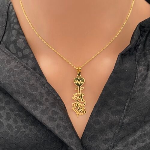 عقد نبض قلبي ذهب عيار 21 الوزن 1.94 جرام