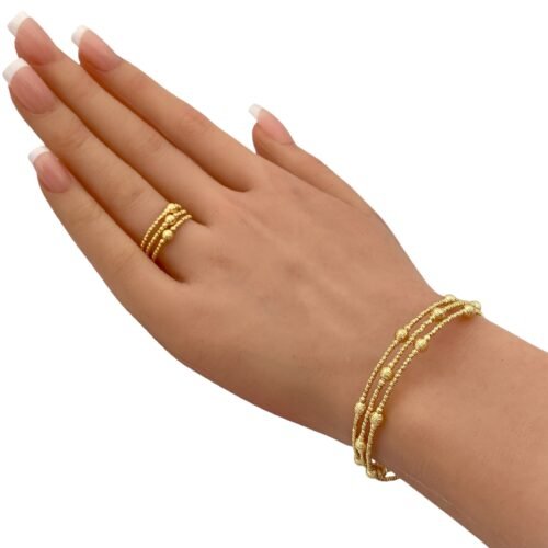 أسوارة وخاتم هيفاء ذهب عيار 18 الوزن 8.06 جرام