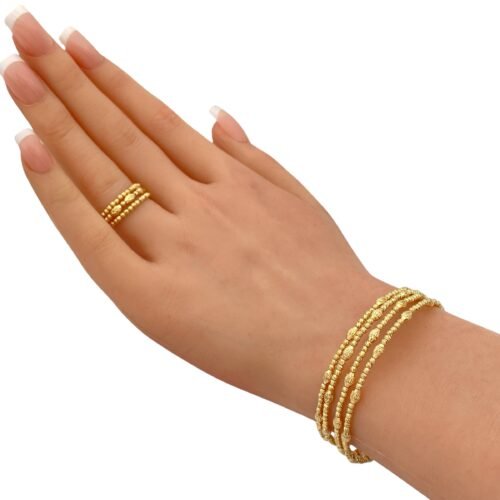 أسوارة وخاتم هيفاء ذهب عيار 18 الوزن 11.08 جرام