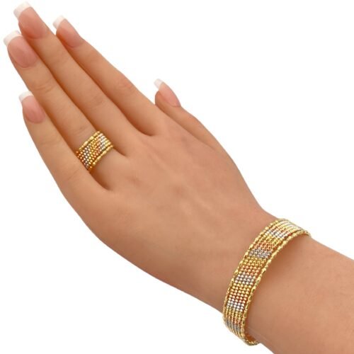 أسوارة وخاتم هيفاء ذهب عيار 18 الوزن 12.82 جرام