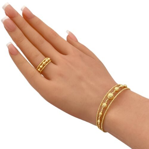 أسوارة وخاتم هيفاء ذهب عيار 18 الوزن 7.34 جرام