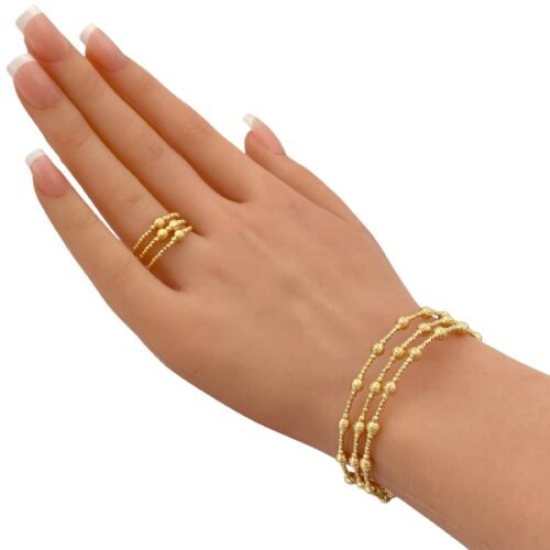 أسوارة وخاتم هيفاء ذهب عيار 18 الوزن 10.67 جرام