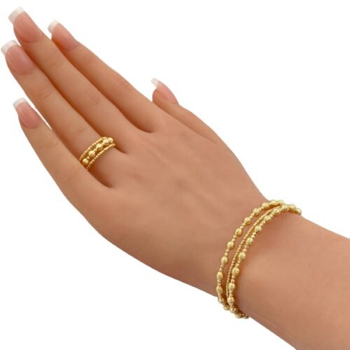 أسوارة وخاتم هيفاء ذهب عيار 18 الوزن 10.60 جرام