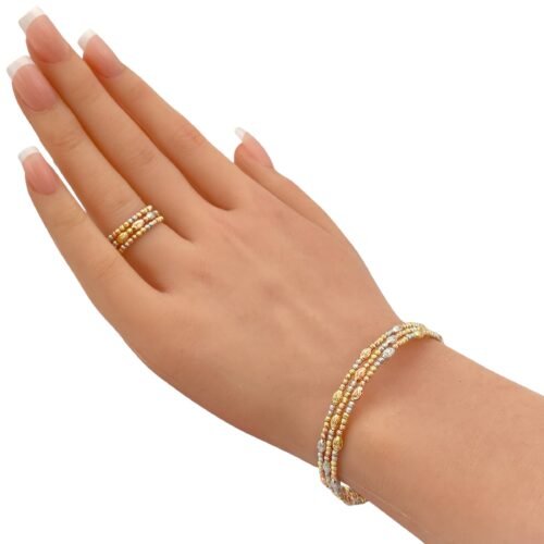 أسوارة وخاتم هيفاء ذهب عيار 18 الوزن 8.74 جرام