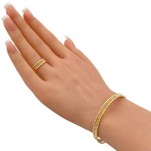 أسوارة وخاتم هيفاء ذهب عيار 18 الوزن  7.33 جرام