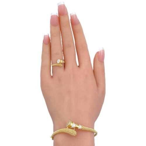 سوار مزدوج مبروم وخاتم ذهب عيار 18 وزن 10.26 جم أناقة تتحدث عن نفسها