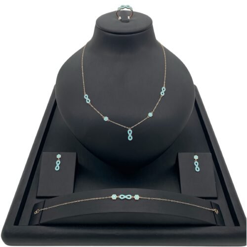 طقم انفنتي ذهب عيار 18 وزن 6.14 جرام أنيق يبرز أنوثتك وحضورك