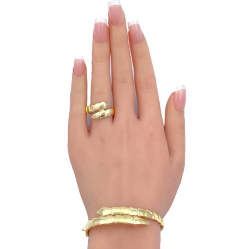 اسوارة وخاتم ذهب عيار 18 وزن 9.92 جم شكل ثعبان لا تُقاوم