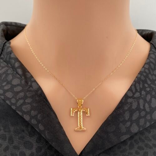 عقد حرف T ذهب عيار 21 الوزن 1.72 جرام