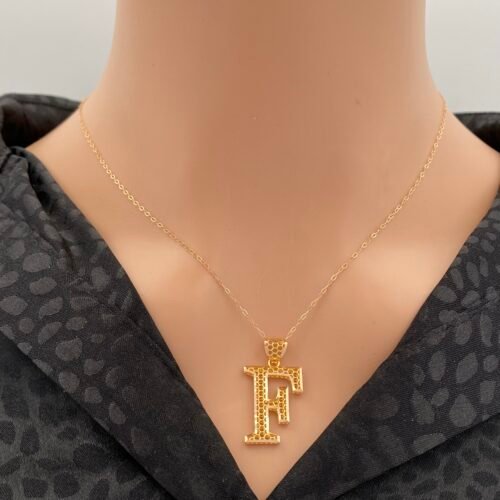 عقد حرف F ذهب عيار 21 الوزن 2.15  جرام