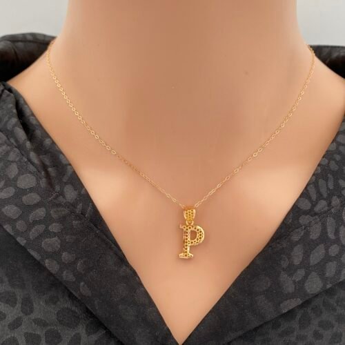 عقد حرف P ذهب عيار 21 الوزن 1.51