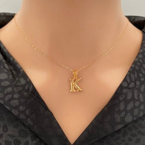 عقد حرف K ذهب  عيار 21 الوزن 1.40 جرام